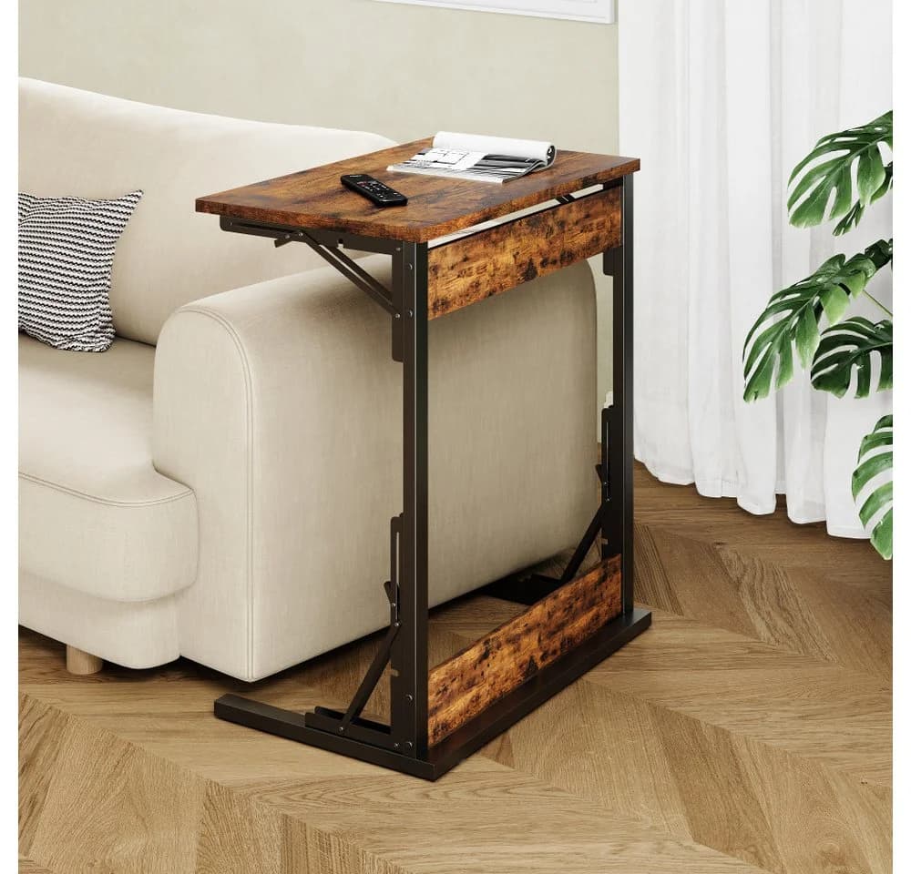 BBWL Klapptisch 2er-Set C-förmig Braun Metallrahmen