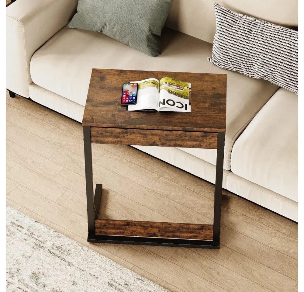 BBWL Klapptisch 2er-Set C-förmig Braun Metallrahmen - Bild 5