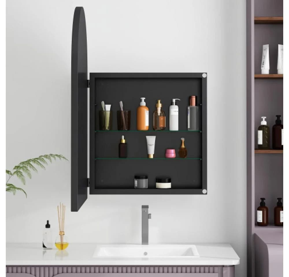 BBWL Spiegelschrank Bogenförmig Schwarz Metall - Bild 3