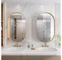 BBWL Badezimmerspiegelschrank Oval Schwarz Metall mit Stauraum Bild 4