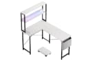 BBWL Doppelstock-Computertisch mit RGB-LED und Steckdosenleiste weiß Bild 2