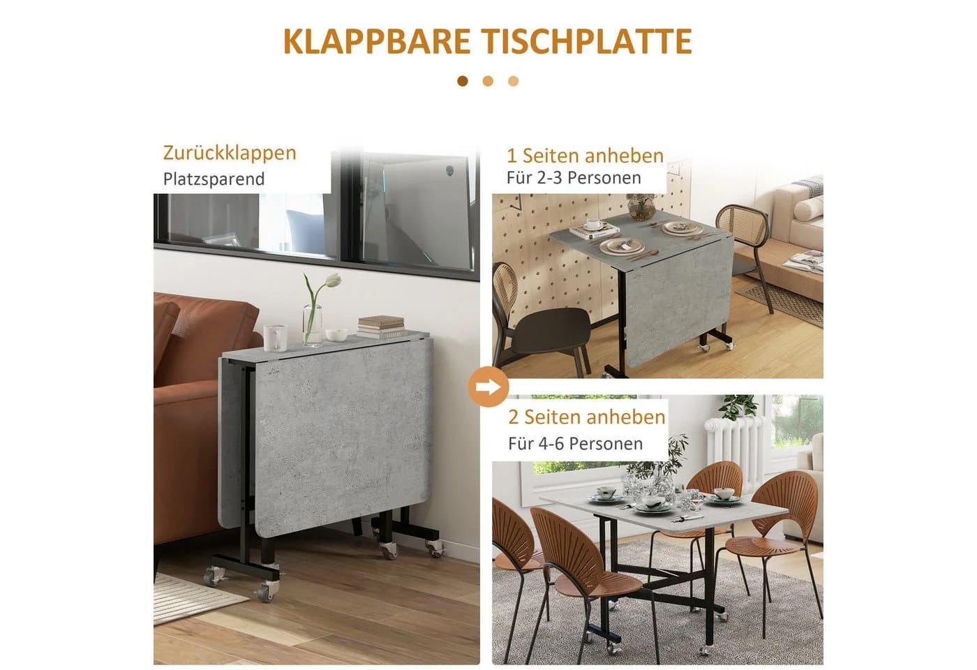 BBWL Klapptisch mit Rollen Grau Stahlbeine - Bild 4