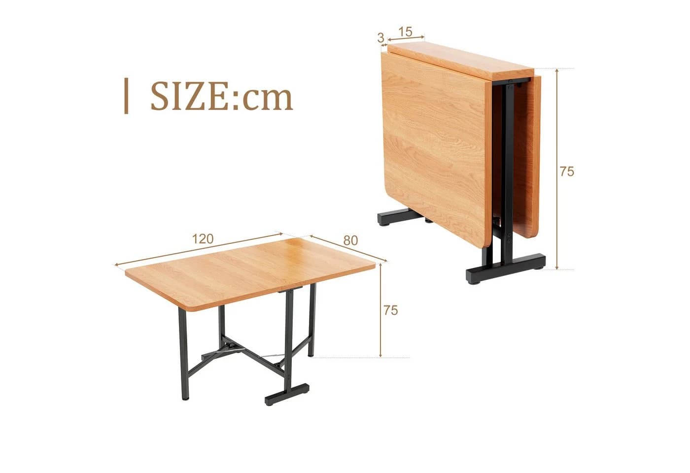 BBWL Ausziehbarer Klapptisch Natürliche Holzoptik Modern - Bild 4