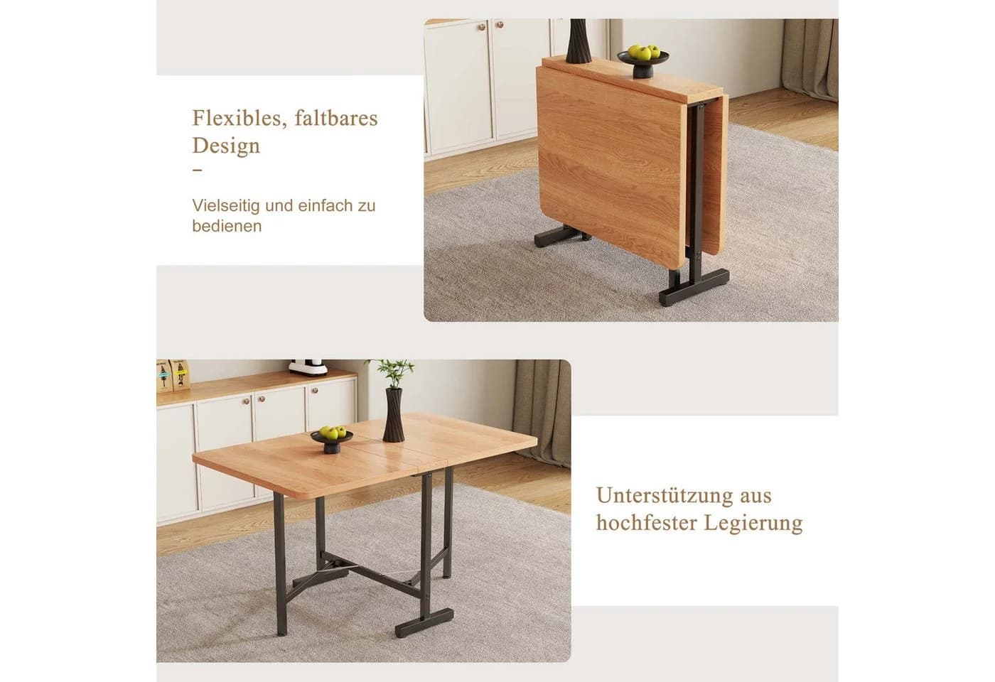 BBWL Ausziehbarer Klapptisch Natürliche Holzoptik Modern - Bild 5