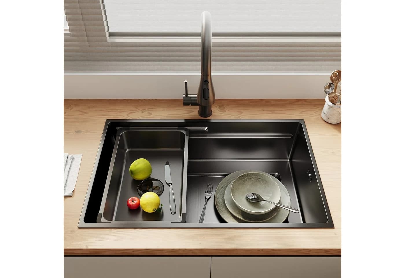 SONNI Küchenspüle 304 Edelstahl 70x45 cm Einbauspüle mit Nano-Beschichtung