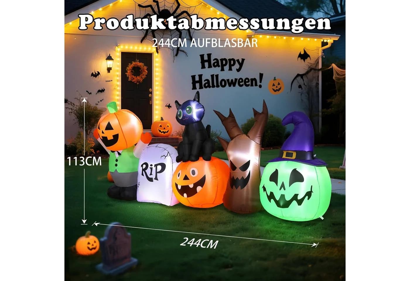 EXTSUD Aufblasbare Halloween Dekofigur 250 cm mit LED Beleuchtung