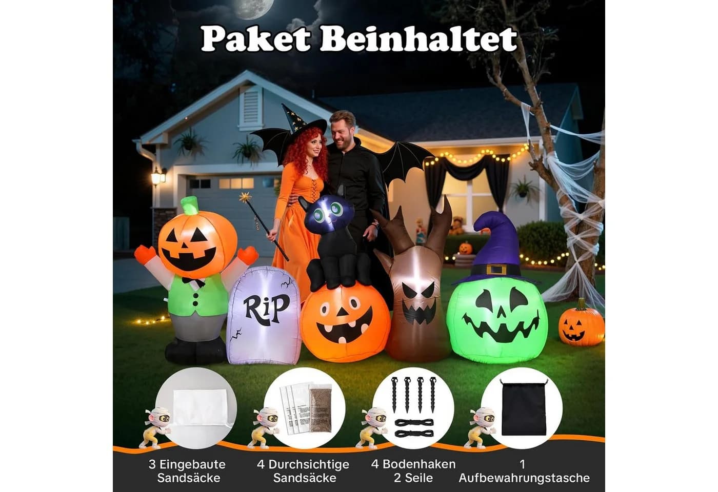 EXTSUD Aufblasbare Halloween Dekofigur 250 cm mit LED Beleuchtung - Bild 5