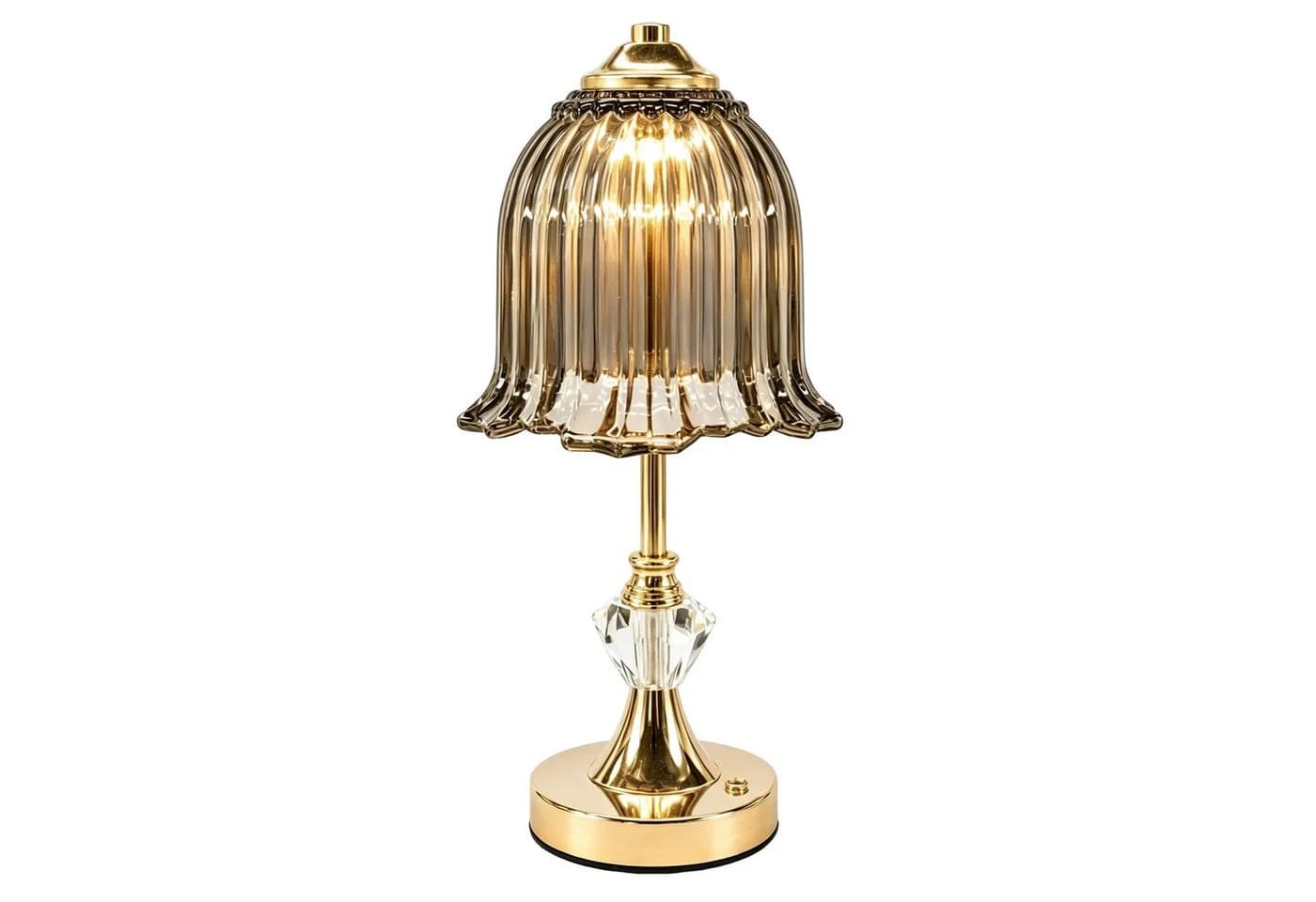 Fyrove LED Nachttischlampe Gold mit Blumen-Glasschirm - Bild 2