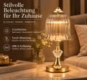 Fyrove LED Nachttischlampe Gold mit Blumen-Glasschirm Bild 3