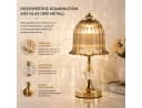 Fyrove LED Nachttischlampe Gold mit Blumen-Glasschirm Bild 4