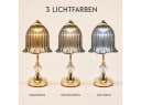 Fyrove LED Nachttischlampe Gold mit Blumen-Glasschirm Bild 5