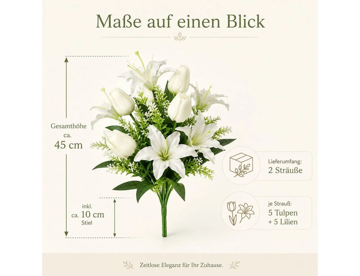 Fyrove Kunstblumenstrauß Weiß 2er Pack - Bild 4
