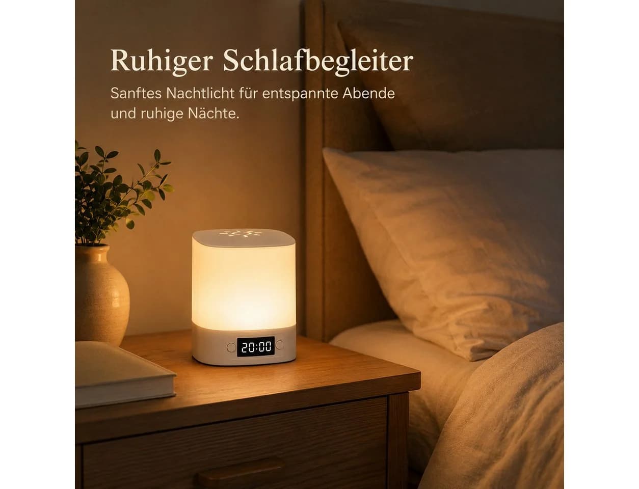 Fyrove Nachtlicht mit Uhr & Wecker, dimmbar, 3 Lichtfarben, wiederaufladbar - Bild 5