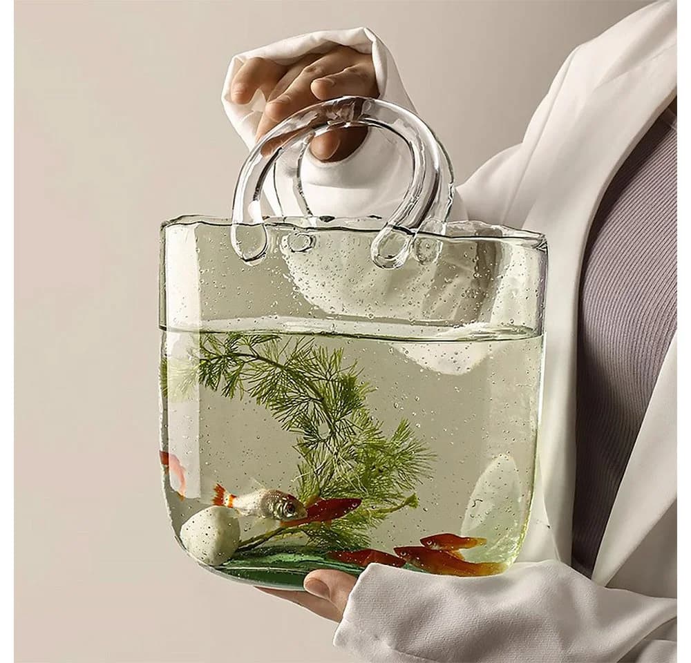 Muxing Glasvase Handtaschenform Klar Deko Vase - Bild 5