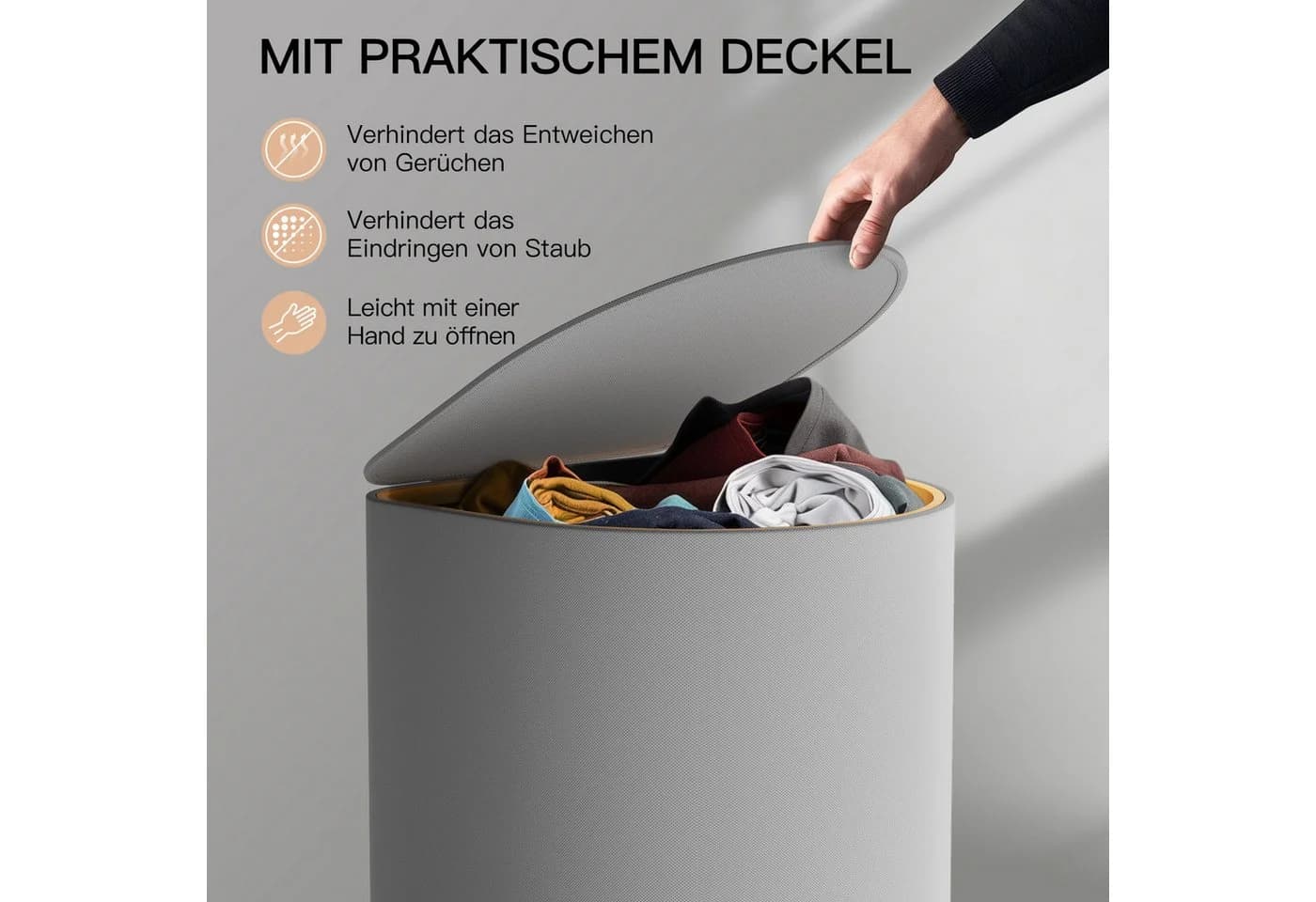 Rainsworth Wäschekorb 70L mit 4 Wäschesäcken Grau - Bild 3