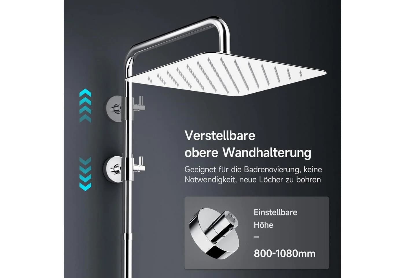 Rainsworth Duschsystem mit Regendusche 25cm Chrom - Bild 5