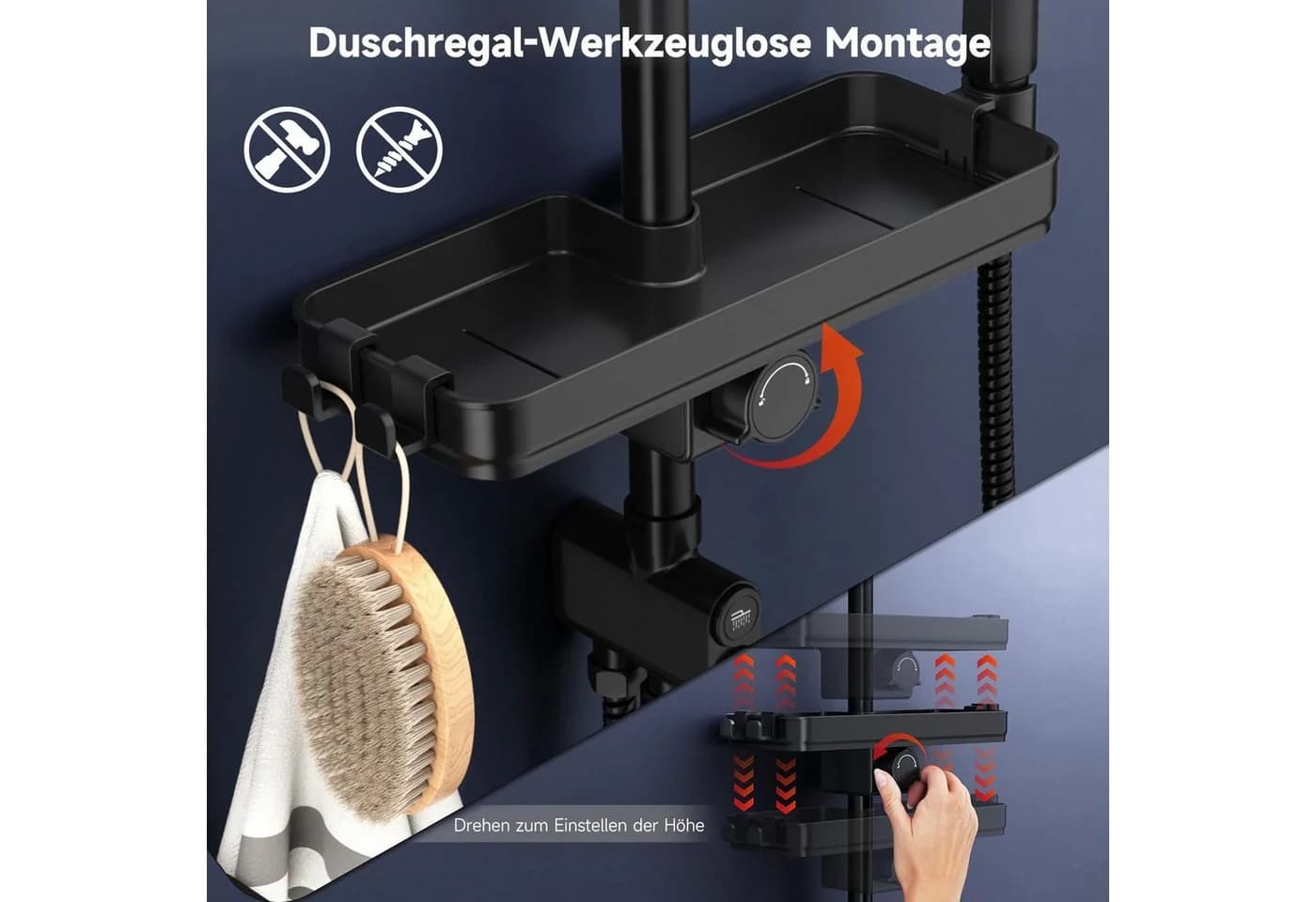 Rainsworth Duschsystem Duschkopf Set Schwarz 3 Strahlarten