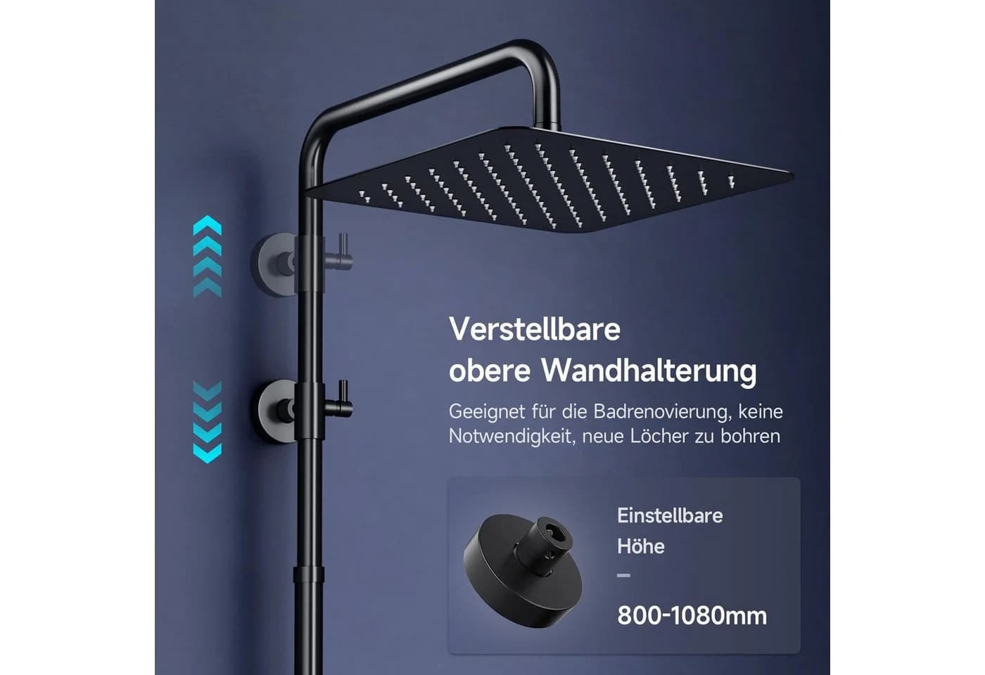 Rainsworth Duschsystem Duschkopf Set Schwarz 3 Strahlarten - Bild 5
