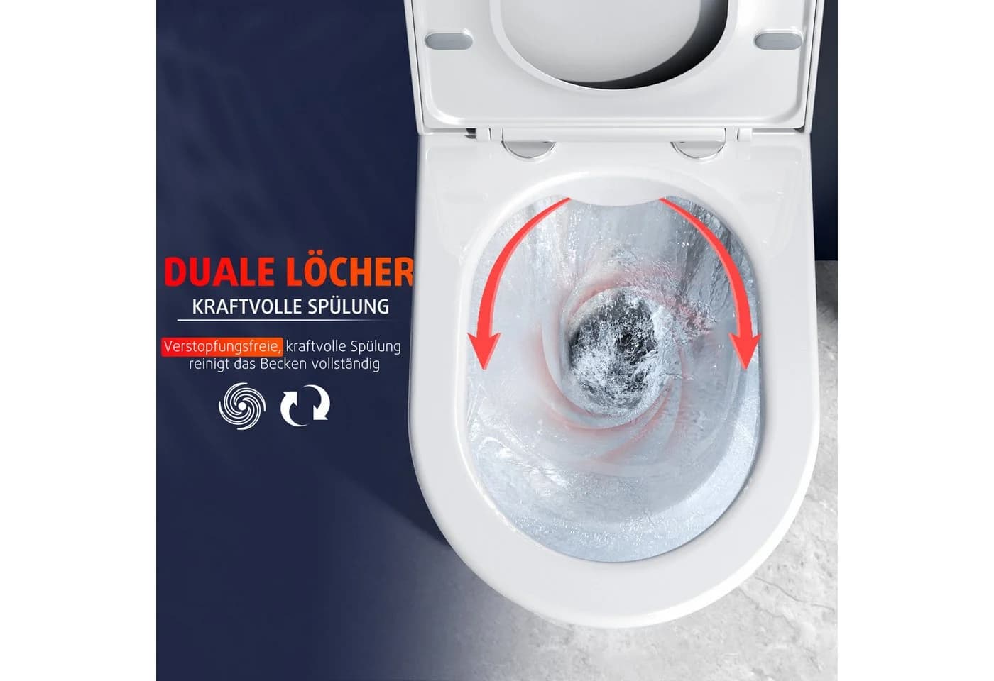 Rainsworth Flachspül-WC Hänge WC Spülrandlos Toilette 4.5/3L