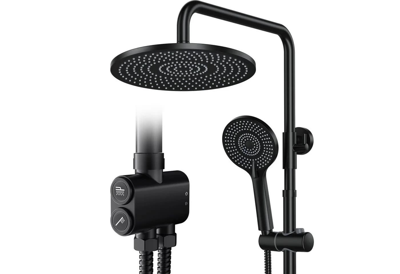 Rainsworth Duschsystem Schwarz 25cm Regendusche 3 Strahlarten - Bild 2