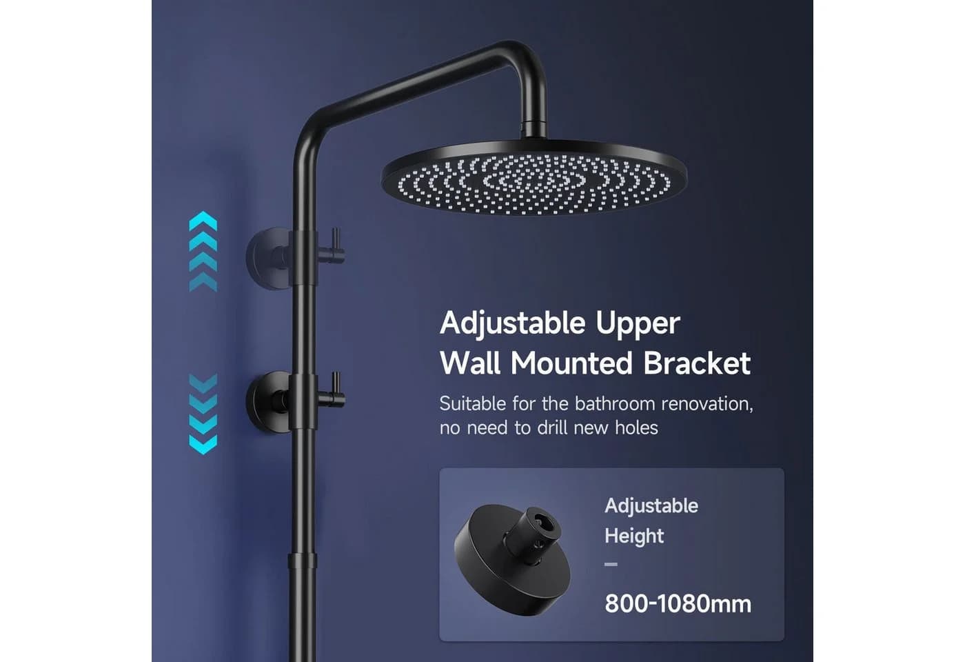 Rainsworth Duschsystem Schwarz 25cm Regendusche 3 Strahlarten - Bild 3