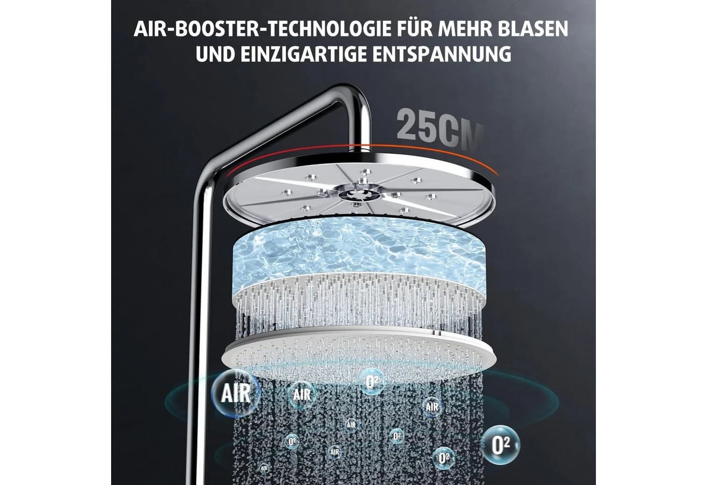 Rainsworth Duschsystem mit Regendusche 25cm Chrom - Bild 3