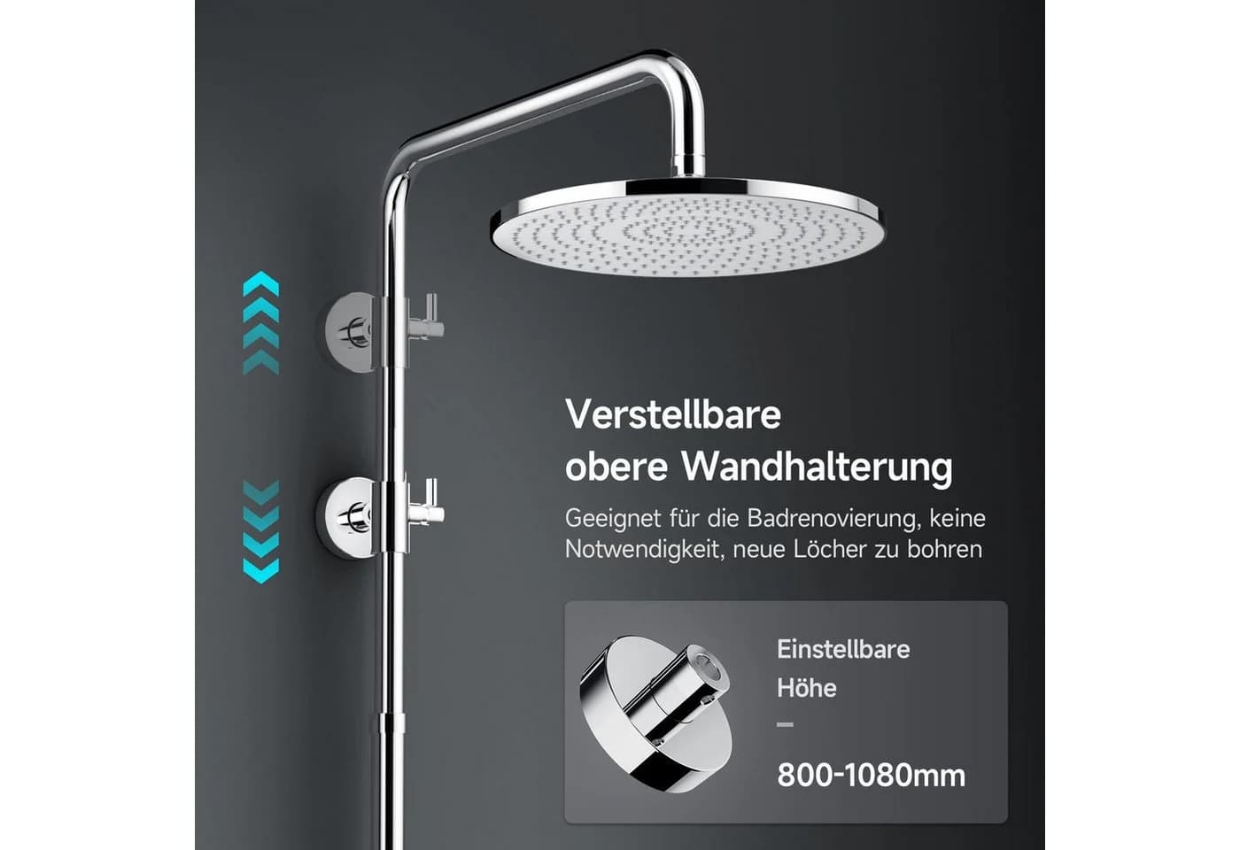 Rainsworth Duschsystem mit Regendusche 25cm Chrom - Bild 4