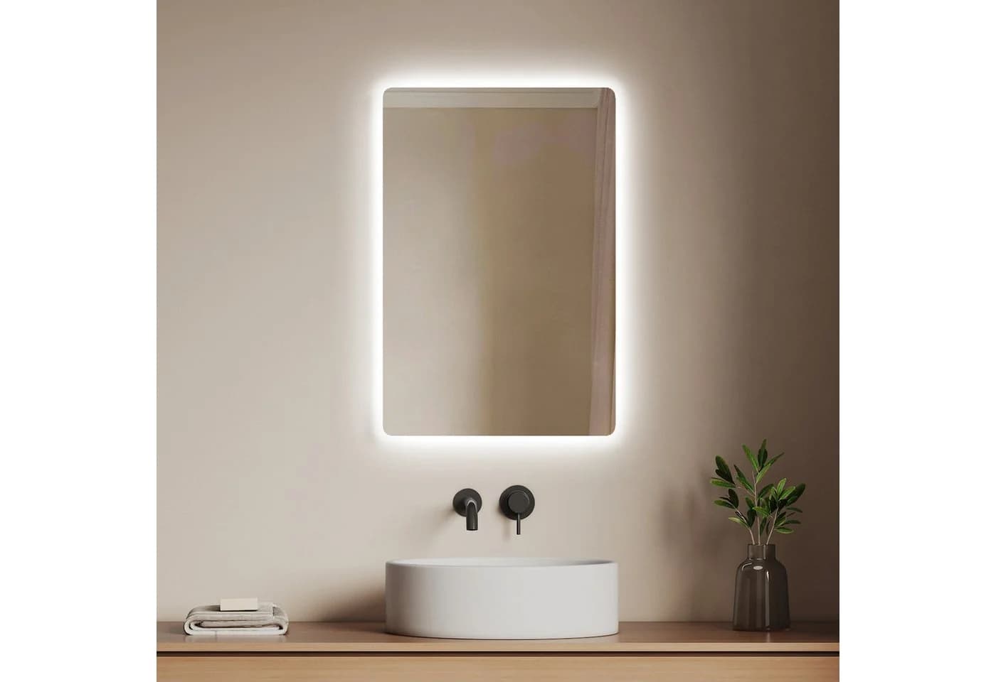 EMKE LED Badspiegel mit Anti-Beschlag und 2 Lichtfarben