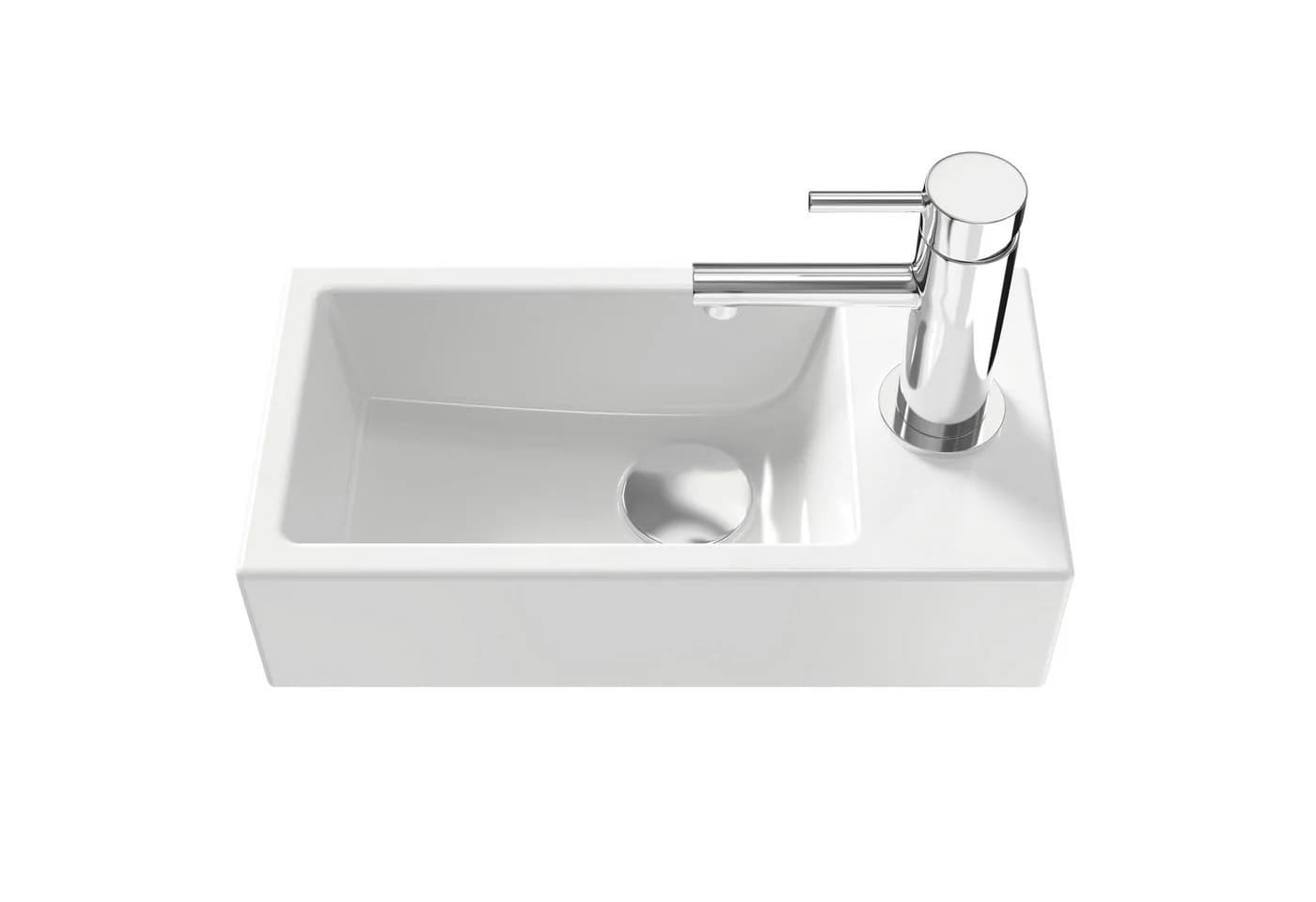 EMKE Hängewaschbecken Weiß Keramik Eckig Wandmontage