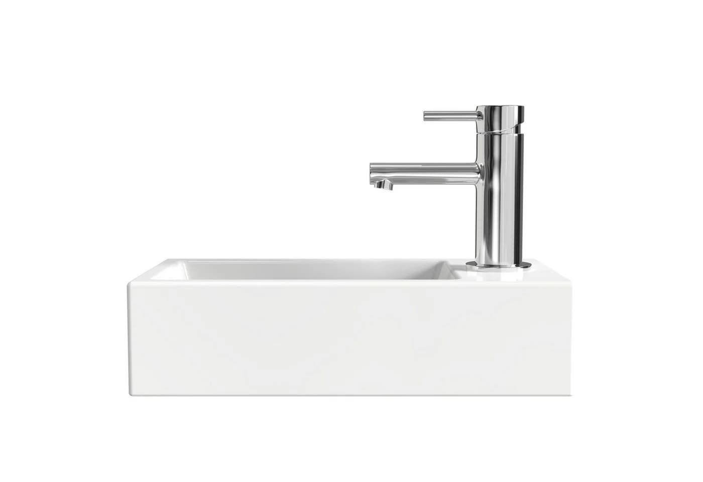 EMKE Waschbecken Hängewaschbecken Aufsatzwaschbecken Keramik Eckig Weiß - Bild 3