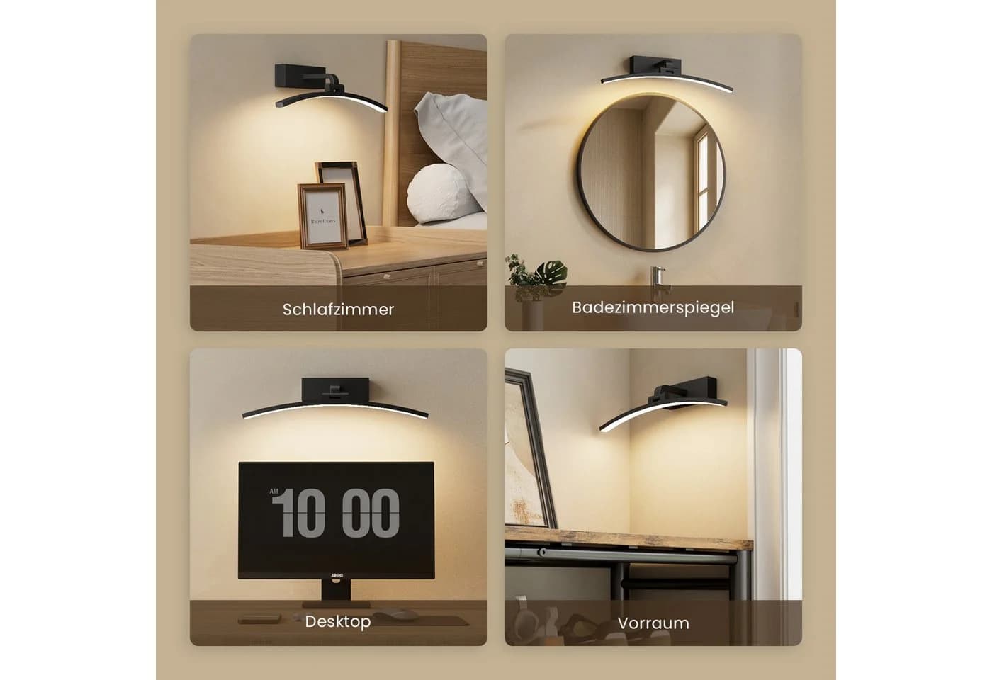 EMKE LED Spiegelleuchte 40cm Schwarz 180° drehbar - Bild 4