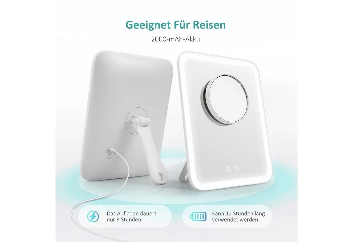 EMKE Kosmetikspiegel mit LED-Beleuchtung 3x Vergrößerung USB