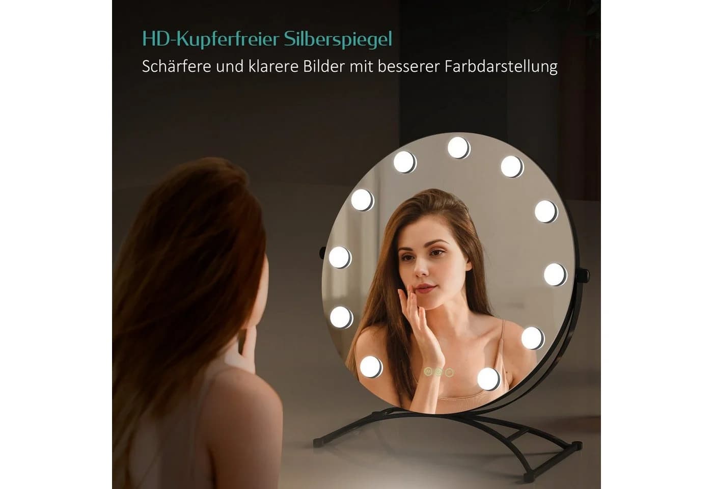 EMKE Kosmetikspiegel 1 Plus 1 Hollywood Spiegel mit Beleuchtung 7-fach Vergrößerung 360° Drehbar - Bild 4