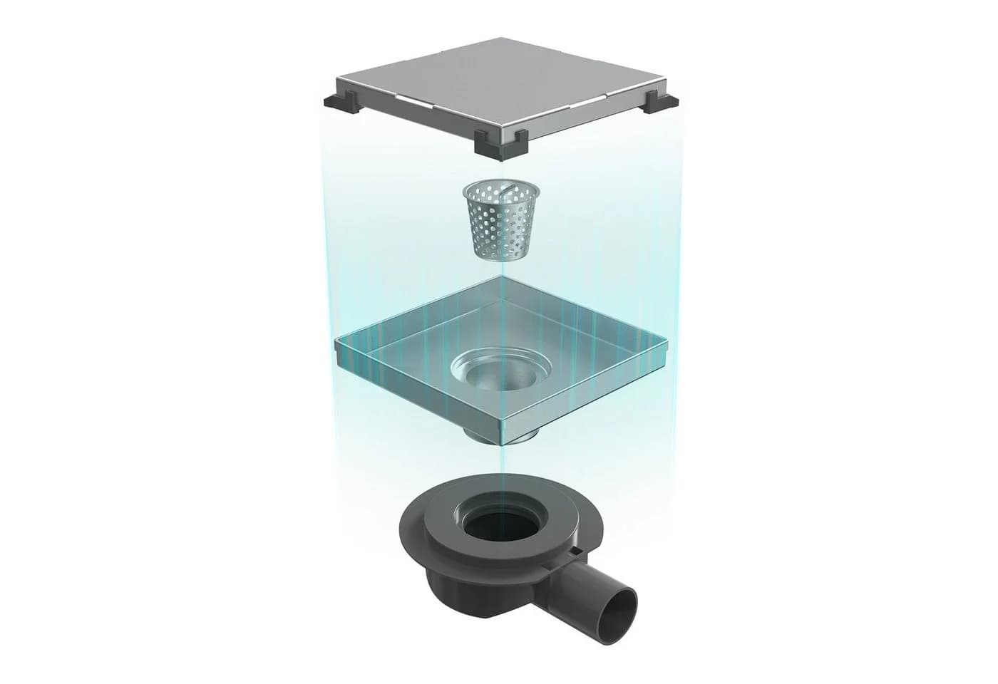 EMKE Duschrinne Edelstahl Bodenablauf Quadratisch 2 in 1 Komplettset - Bild 2
