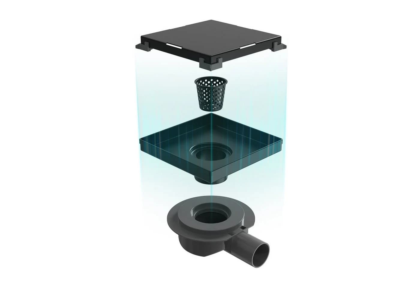 EMKE Duschrinne Edelstahl Schwarz Quadratisch 2-in-1 Komplettset - Bild 2