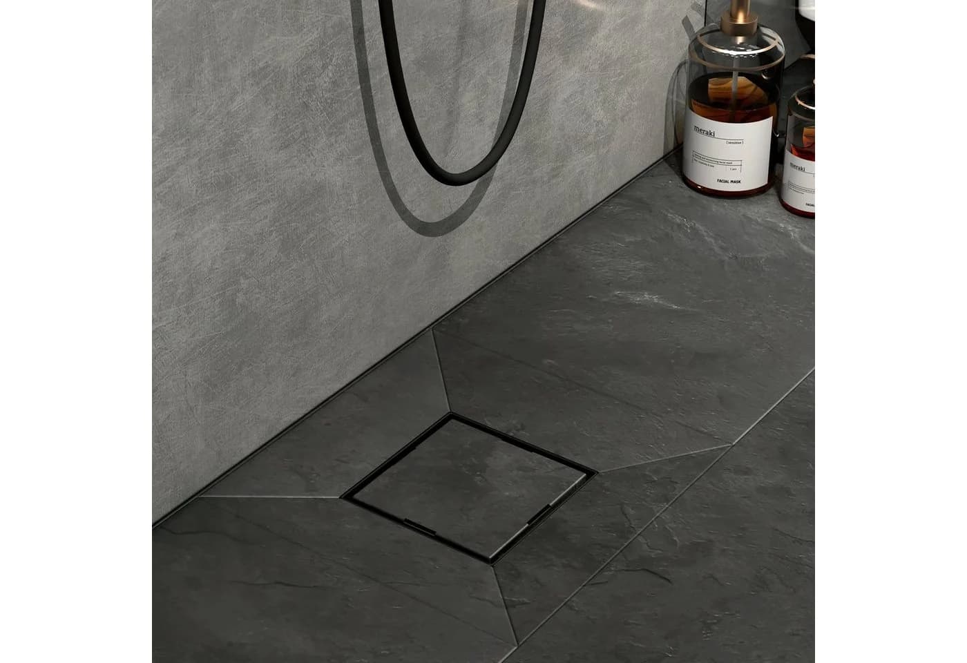 EMKE Duschrinne Edelstahl Schwarz Quadratisch 2-in-1 Komplettset - Bild 3