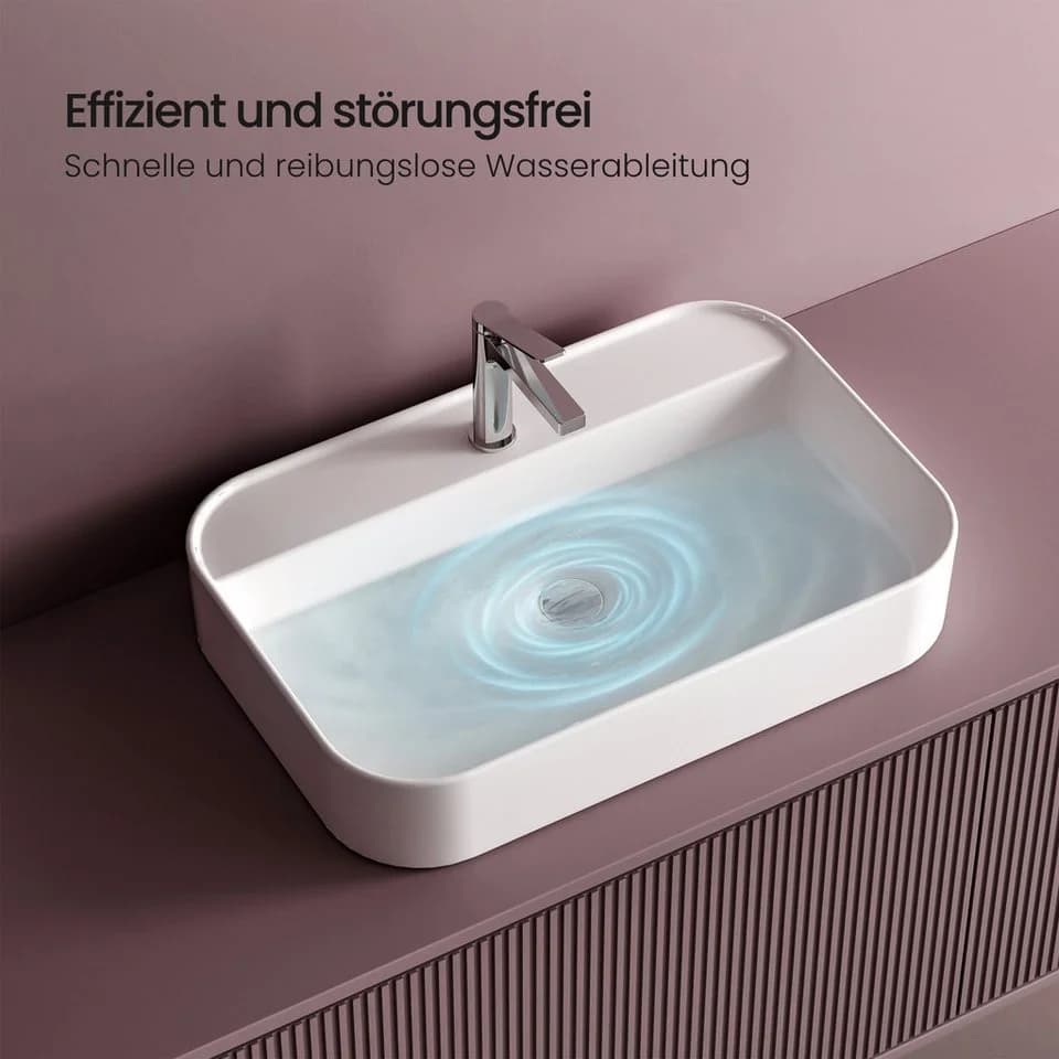 EMKE Aufsatzwaschbecken Weiß Keramik Eckig - Bild 3