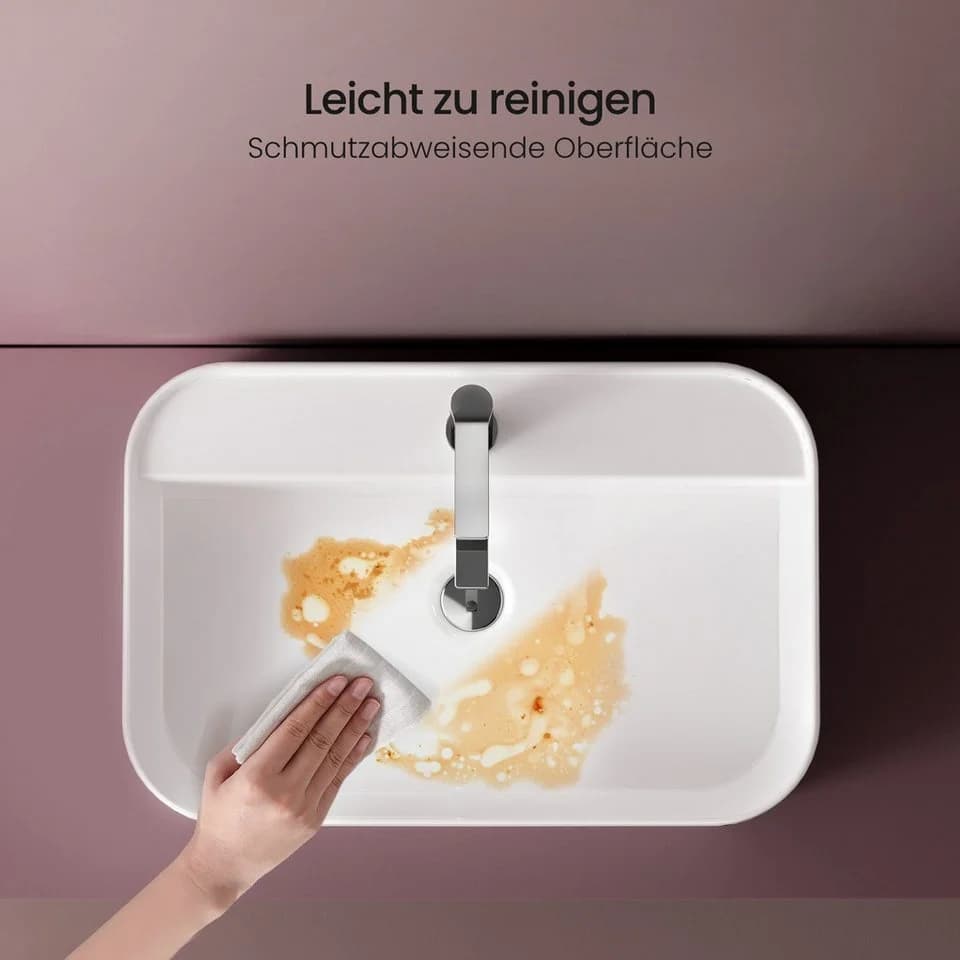 EMKE Aufsatzwaschbecken Weiß Keramik Eckig - Bild 5
