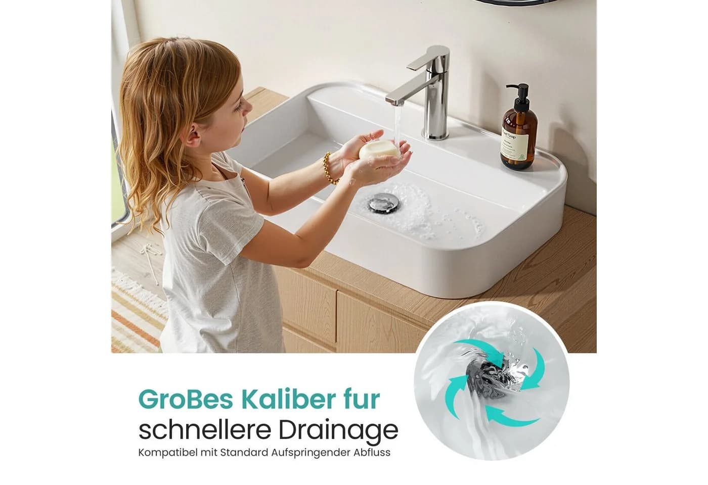 EMKE Aufsatzwaschbecken Weiß Keramik Eckig