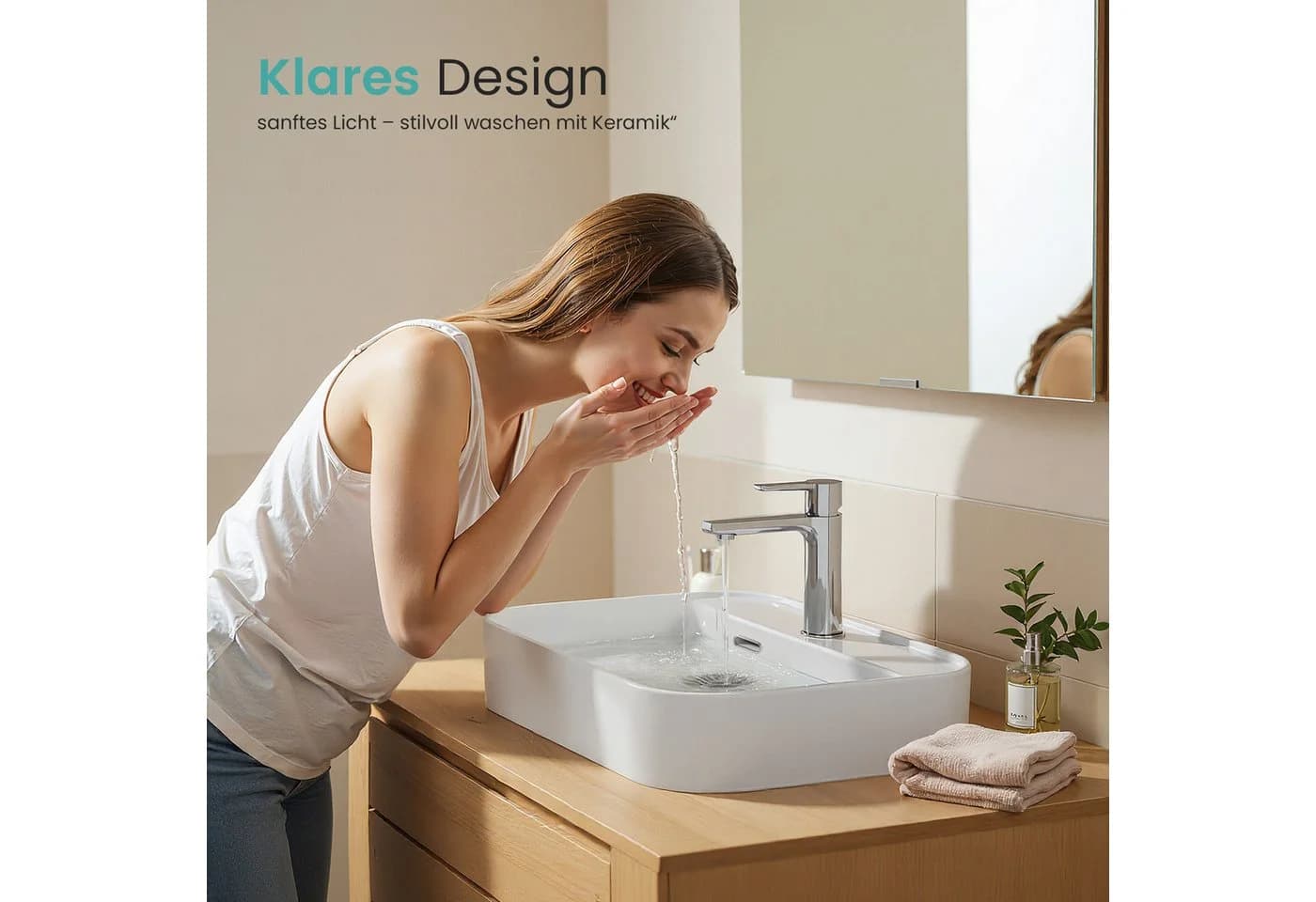 EMKE Aufsatzwaschbecken Weiß Keramik Eckig - Bild 3
