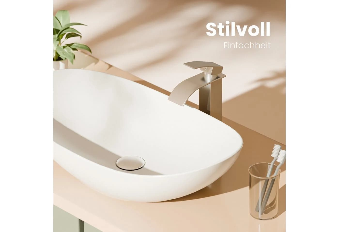 EMKE Aufsatzwaschbecken Oval Weiß Nano-Oberfläche - Bild 3