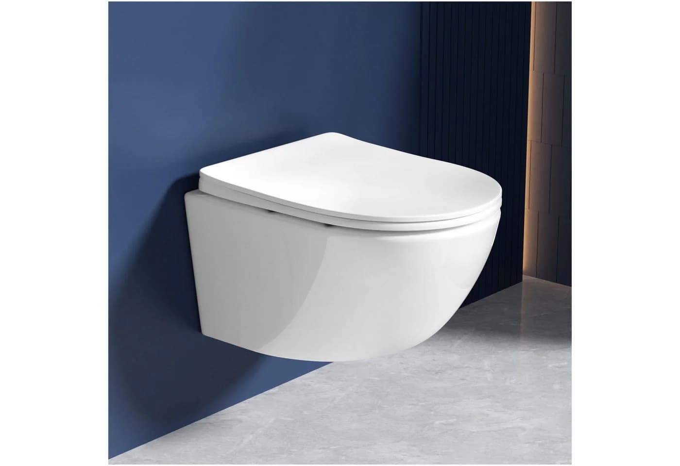Rainsworth Flachspül-WC Hänge WC Spülrandlos Toilette 4.5/3L Soft-Close Weiß - Bild 2