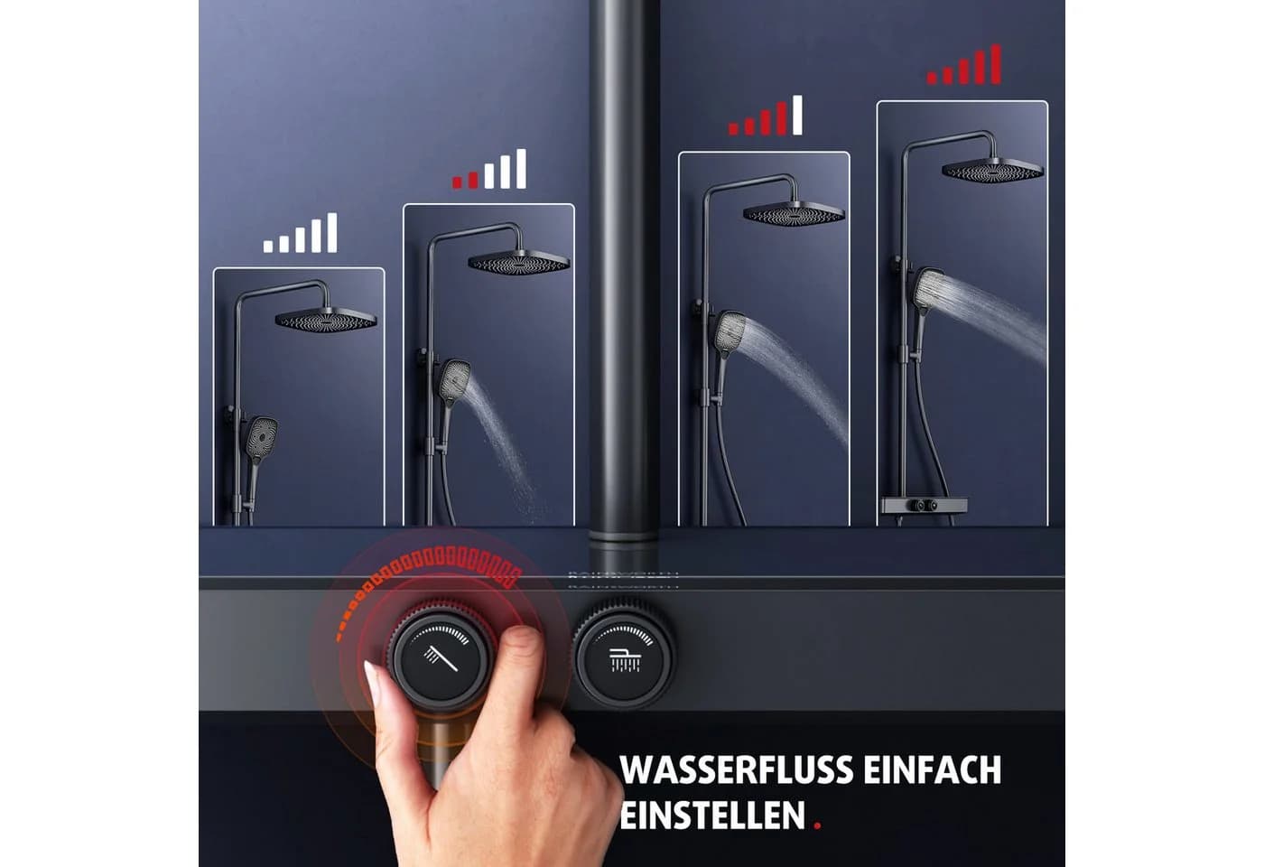 Rainsworth Duschsystem mit Thermostat und Glasablage Matt Schwarz - Bild 4