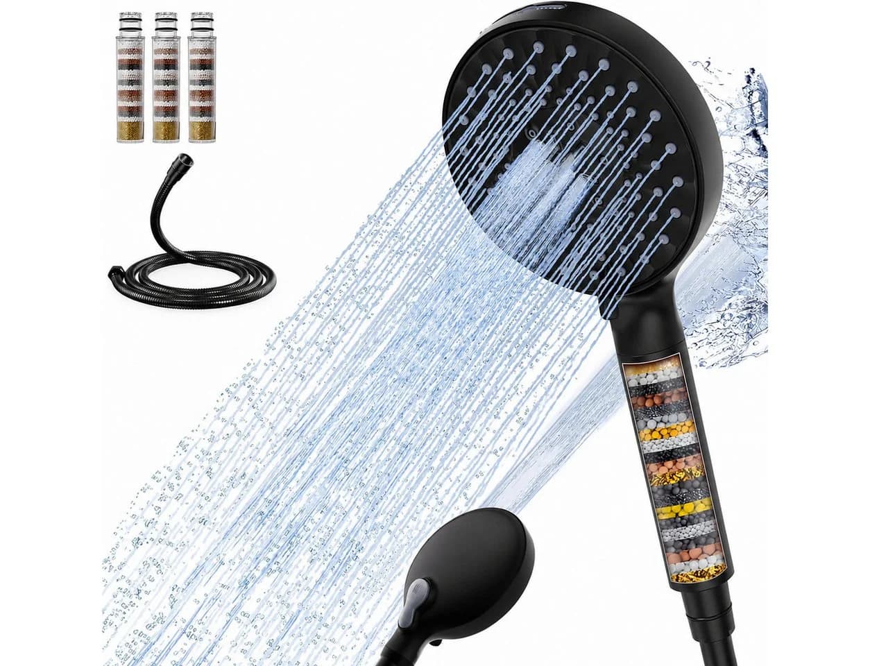 Rainsworth Handbrause Set Schwarz 9 Funktionen Filter