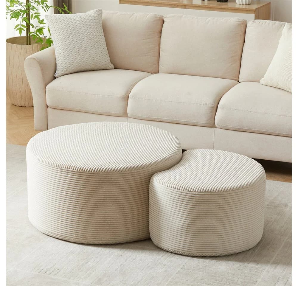 MODFU 2-teiliges gepolstertes Couchtisch-Set Beige Modern - Bild 3