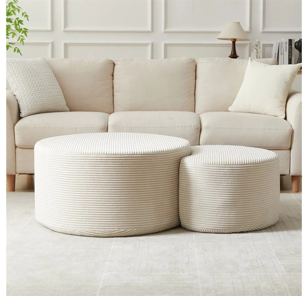 MODFU 2-teiliges gepolstertes Couchtisch-Set Beige Modern - Bild 4