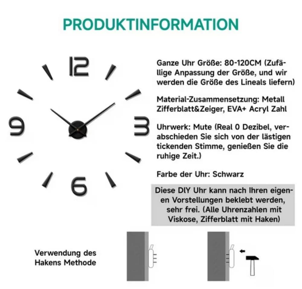 POPOLIC Wanduhr 3D Digital Silent DIY Acryl Uhr - Bild 3