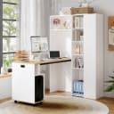 OKWISH Eckschreibtisch Klappbar 2-in-1 mit Steckdose USB Weiß Bild 3