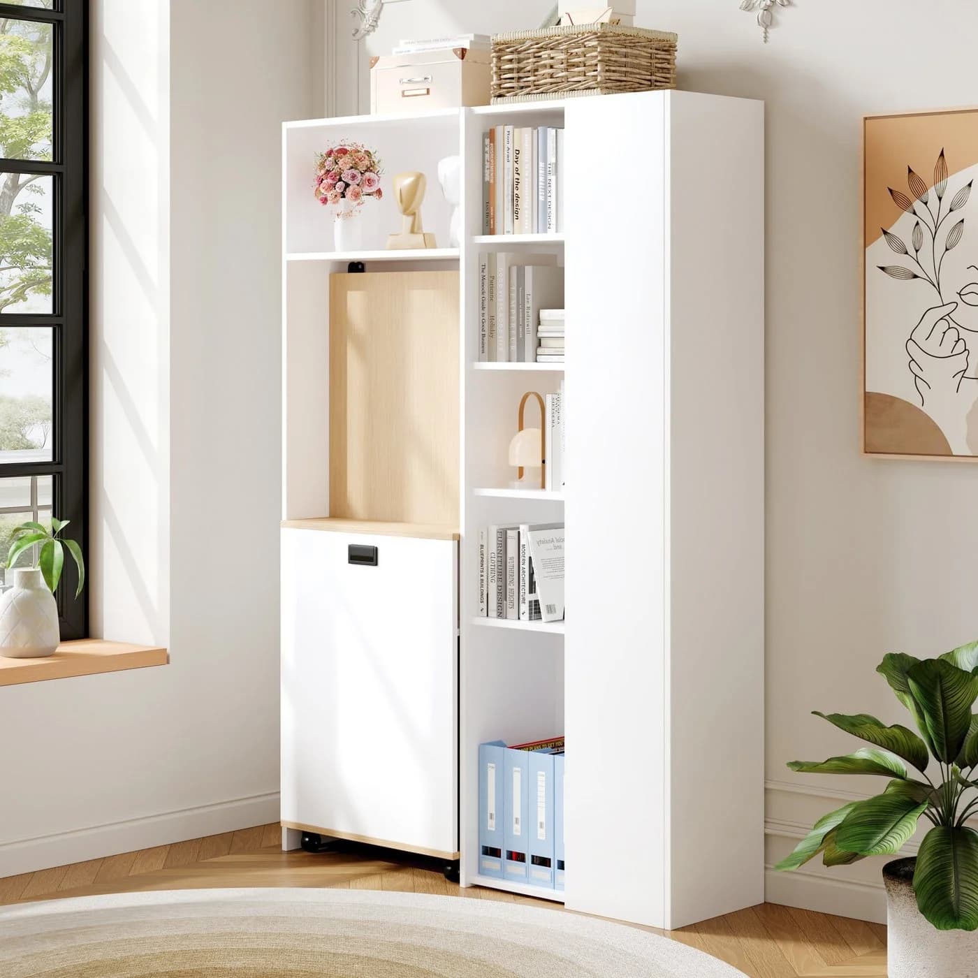 OKWISH Eckschreibtisch Klappbar 2-in-1 mit Steckdose USB Weiß - Bild 4
