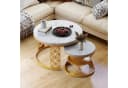 REDOM Couchtisch 2er Set Runder Beistelltisch MDF Marmoroptik Gold Weiß Bild 1